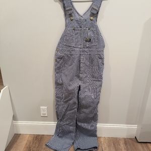 VTG OshKosh B'Gosh Railroad Stripe Overalls Adult 34/29 Union Made Vestbak USA